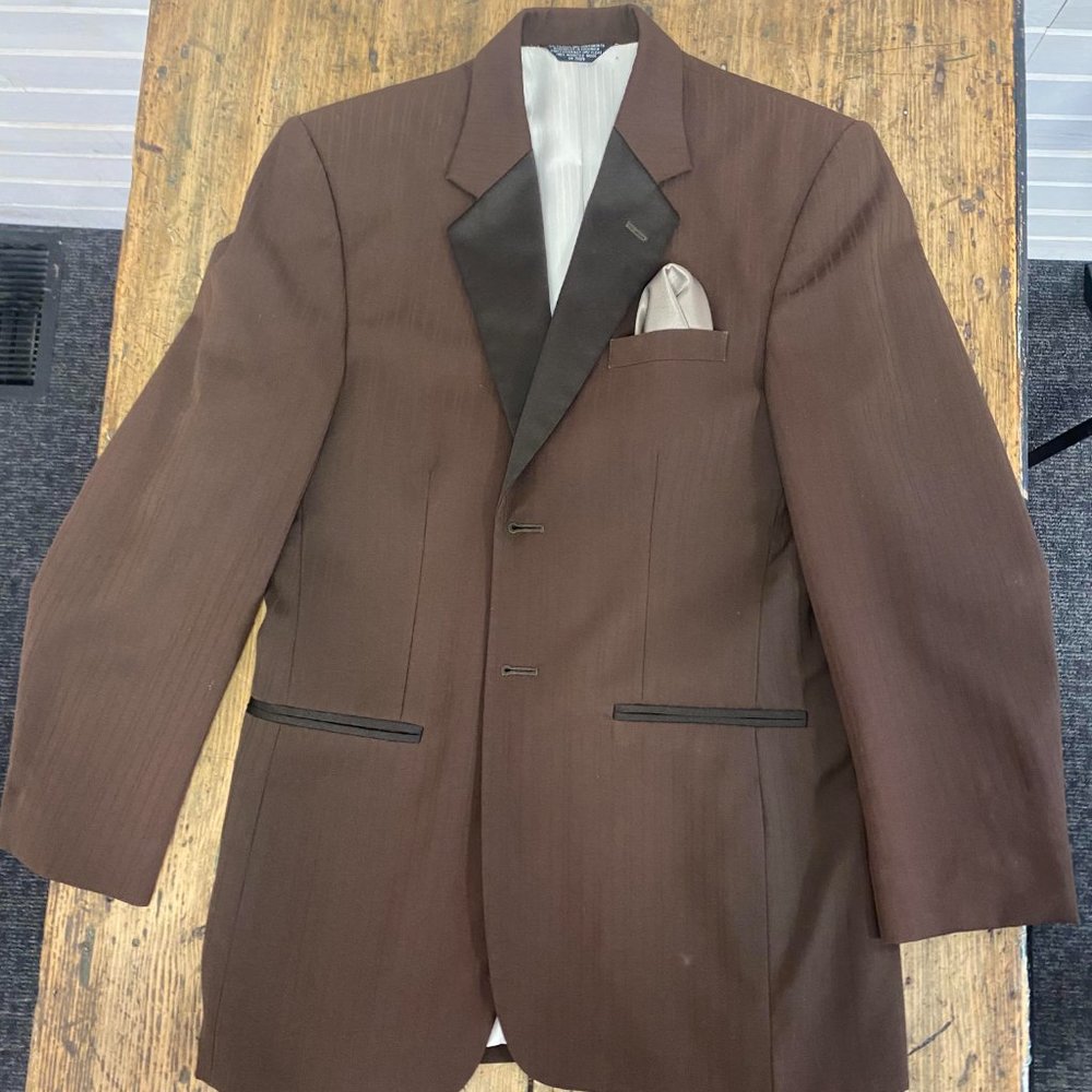 Men's and Boy's Chocolate Brown Business Formal Tuxedo Party Wedding Jacket - Picture 7 of 9